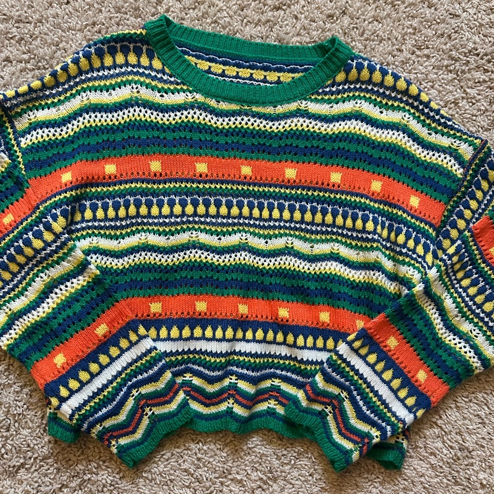 SHEIN Multicolor Striped Crew Neck Sweater